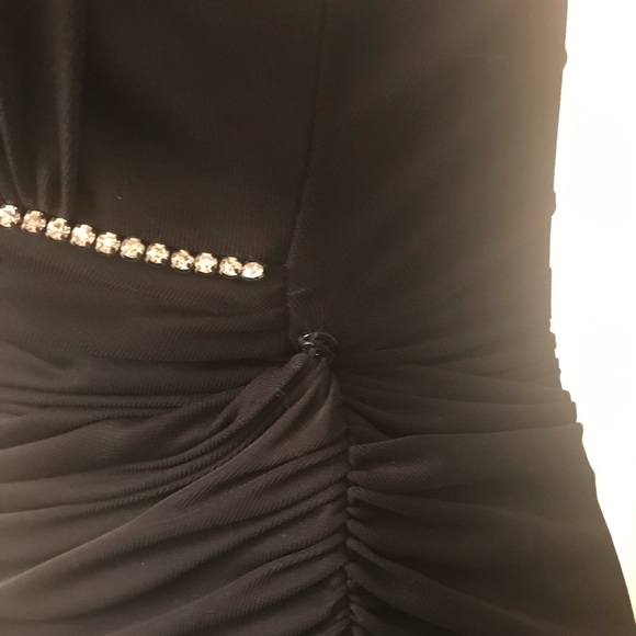 Black sheer halter asymmetrical dress - Picture 4 of 7